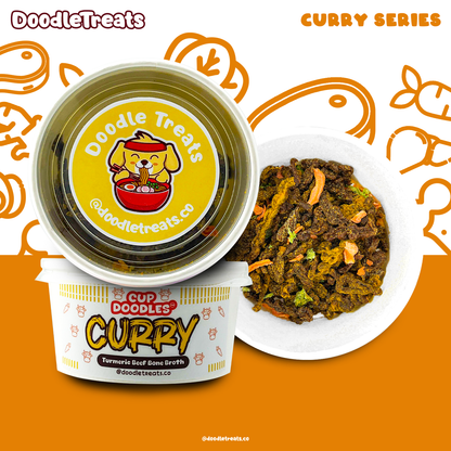 Doodle Treats Curry Cup Doodles with orange background