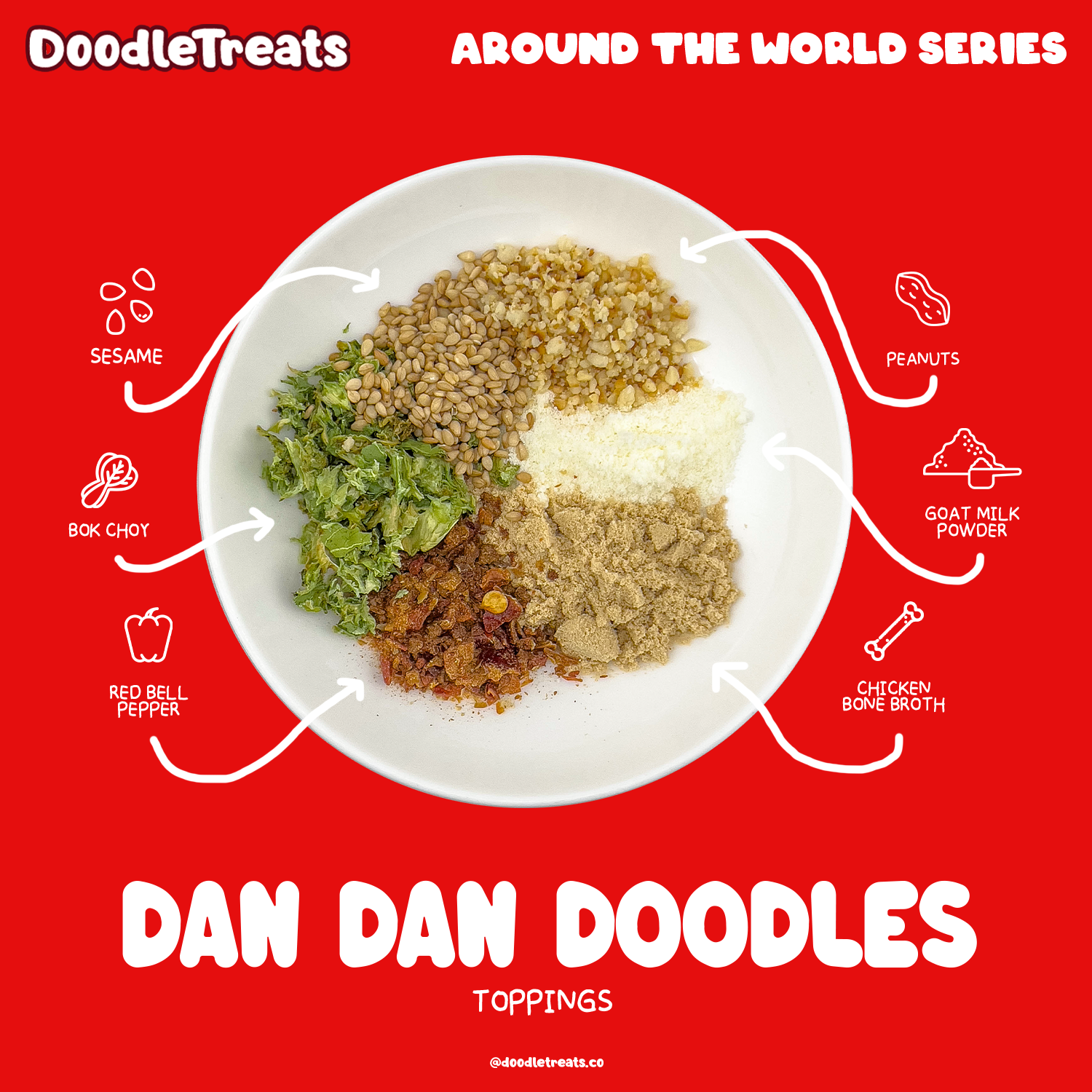 Toppings on a plate in Dan Dan Doodles 