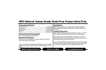 Nutritional Label with details of Sweet Potato Curry Beef Doodles