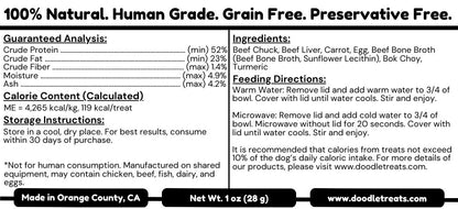 Nutritional Label with details of Curry Beef Doodles