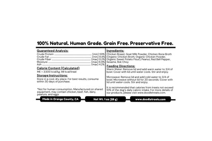 Nutritional Label with details of Dan Dan Doodles